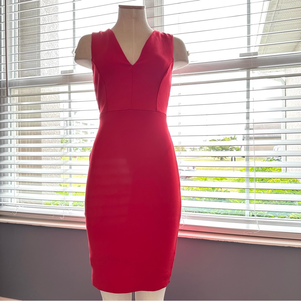 Lulu’s Cocktail Bodycon Dress Small passion Red zip stretch sleeveless career